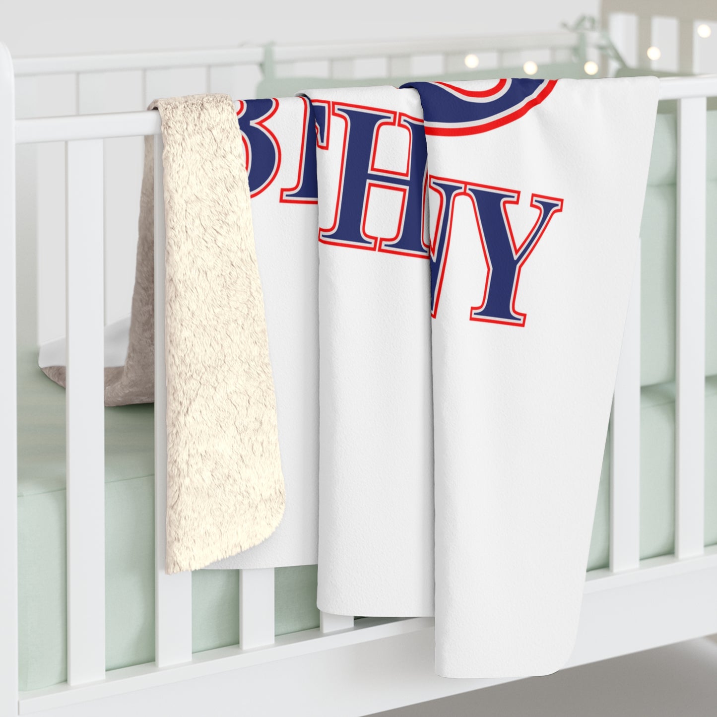 203 Bethany Red White & Blue Sherpa Fleece Blanket