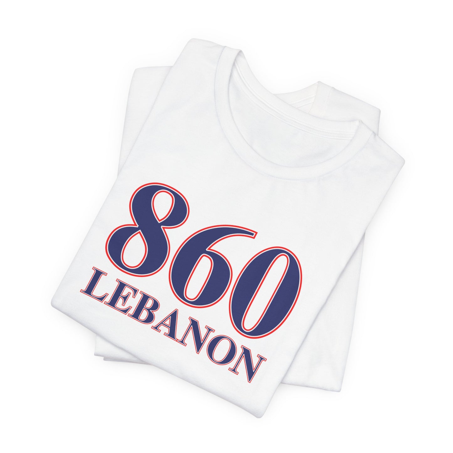860 Lebanon Red White & Blue Unisex Jersey Short Sleeve T-Shirt