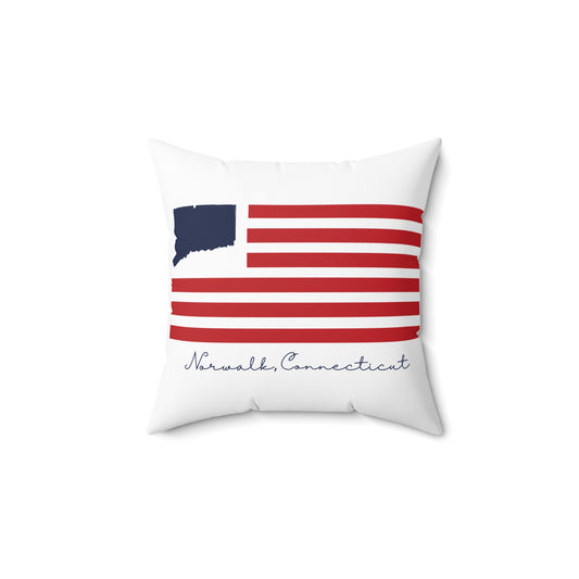 Norwalk Connecticut Flag Spun Polyester Square Pillow