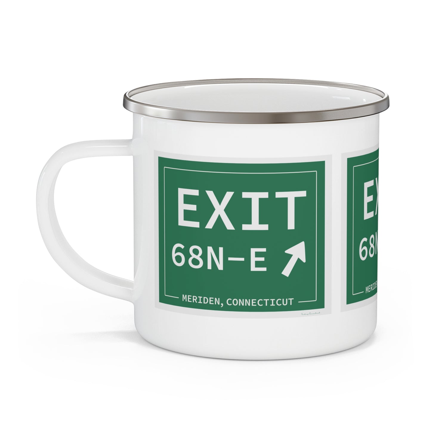 Vintage Exit 68N-E WCP Sign Enamel Camping Mug