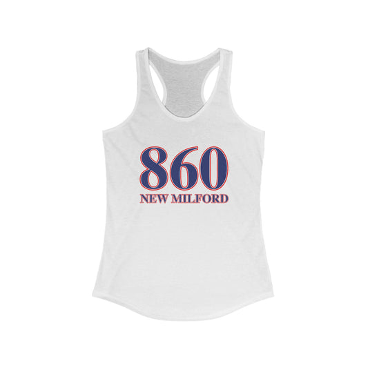 860 New Milford Red White & Blue Women's Ideal Racerback Tank Top