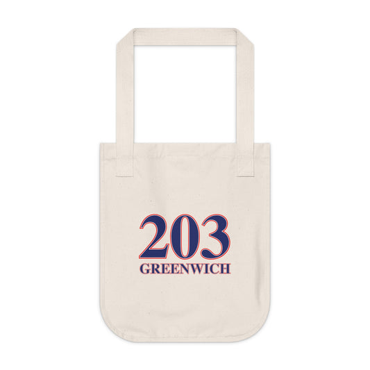 203 Greenwich Red White & Blue Organic Canvas Tote Bag