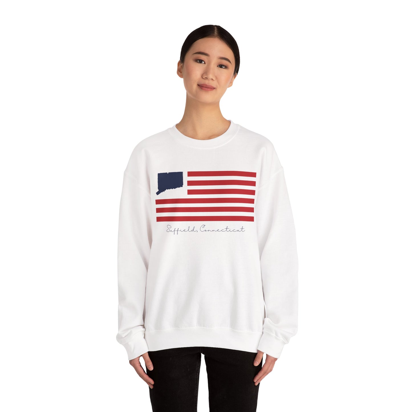 Suffield Connecticut Flag Unisex Heavy Blend™ Crewneck Sweatshirt