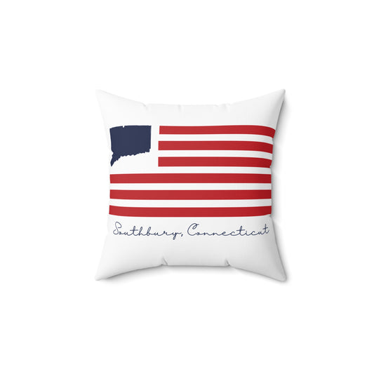 Southbury Connecticut Flag Spun Polyester Square Pillow