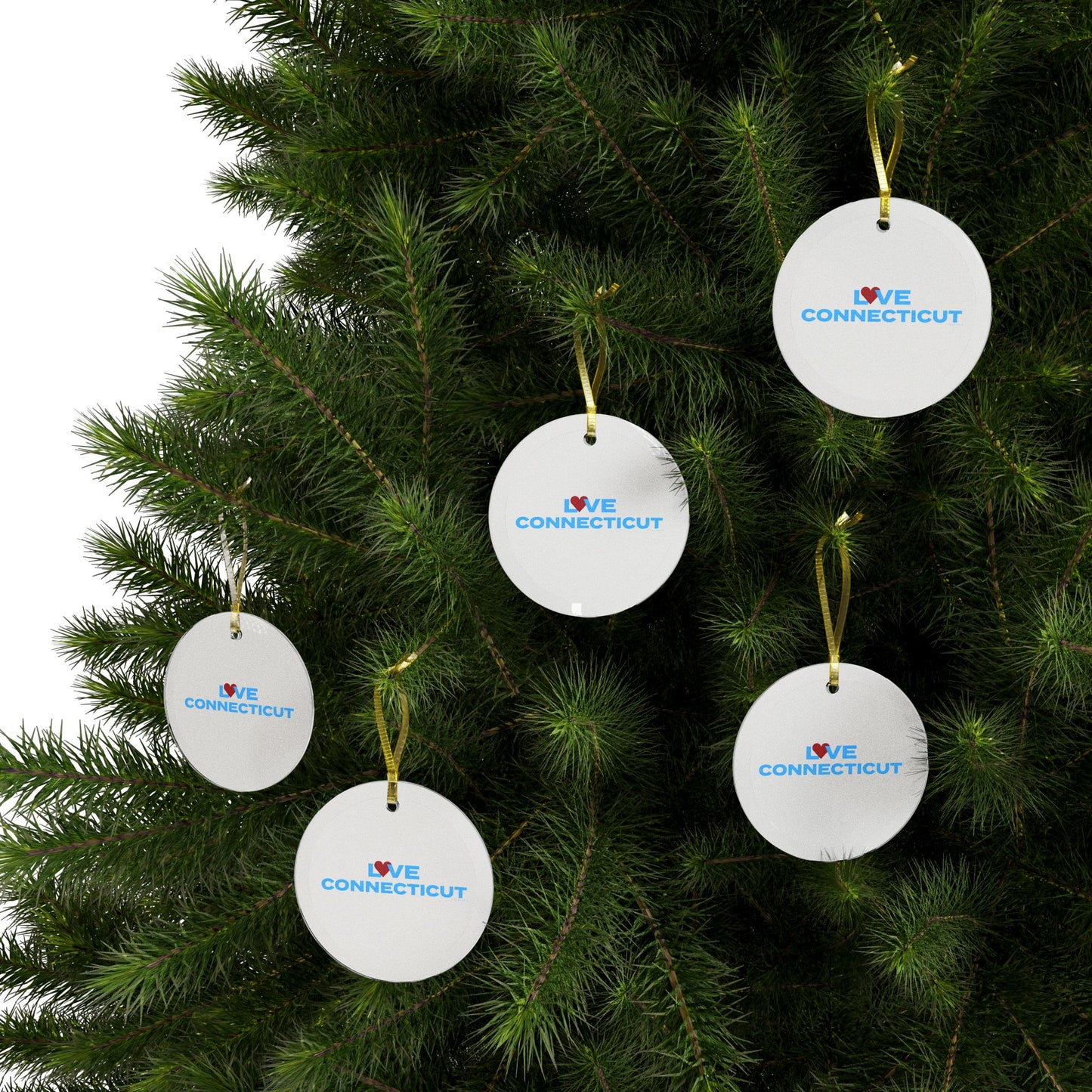 Love Connecticut Glass Ornaments