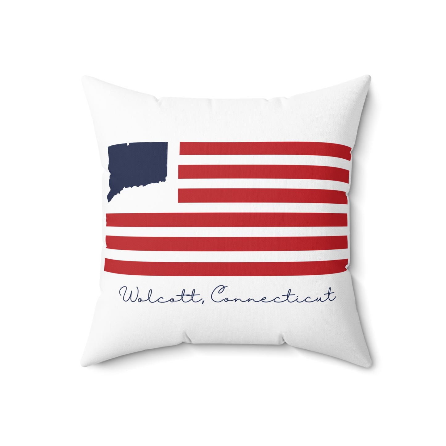 Wolcott Connecticut Flag Spun Polyester Square Pillow