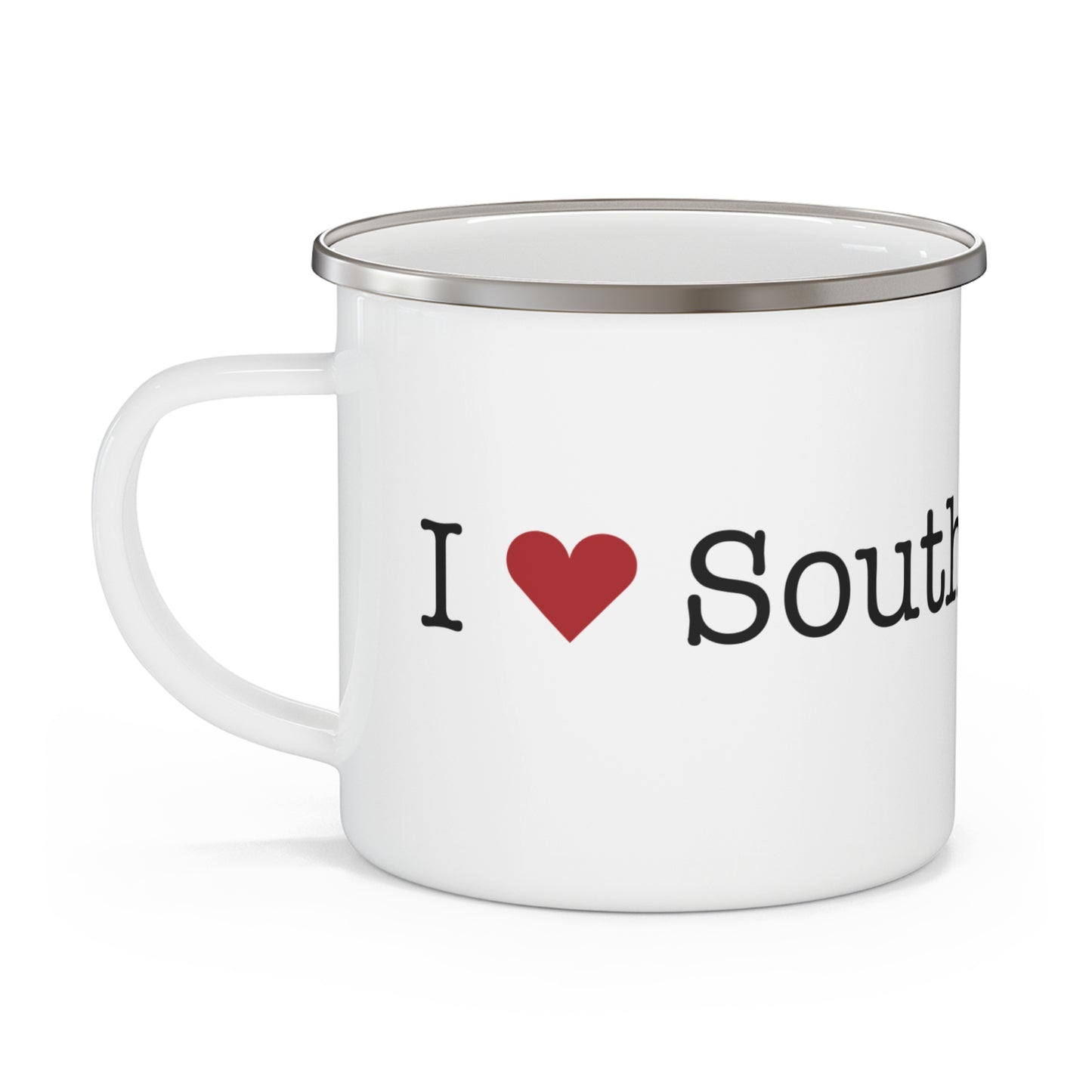 I Heart South Norwalk. Enamel Camping Mug