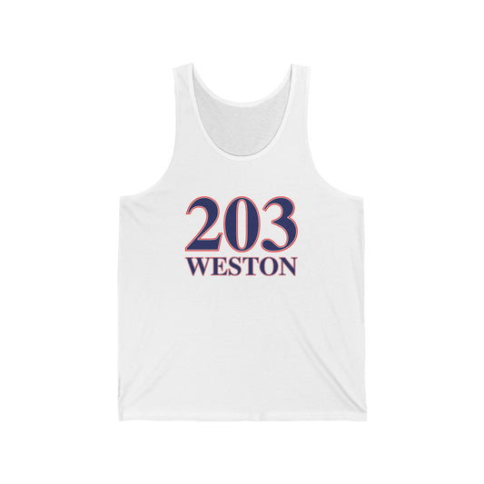 203 Weston Red White & Blue Unisex Jersey Tank Top