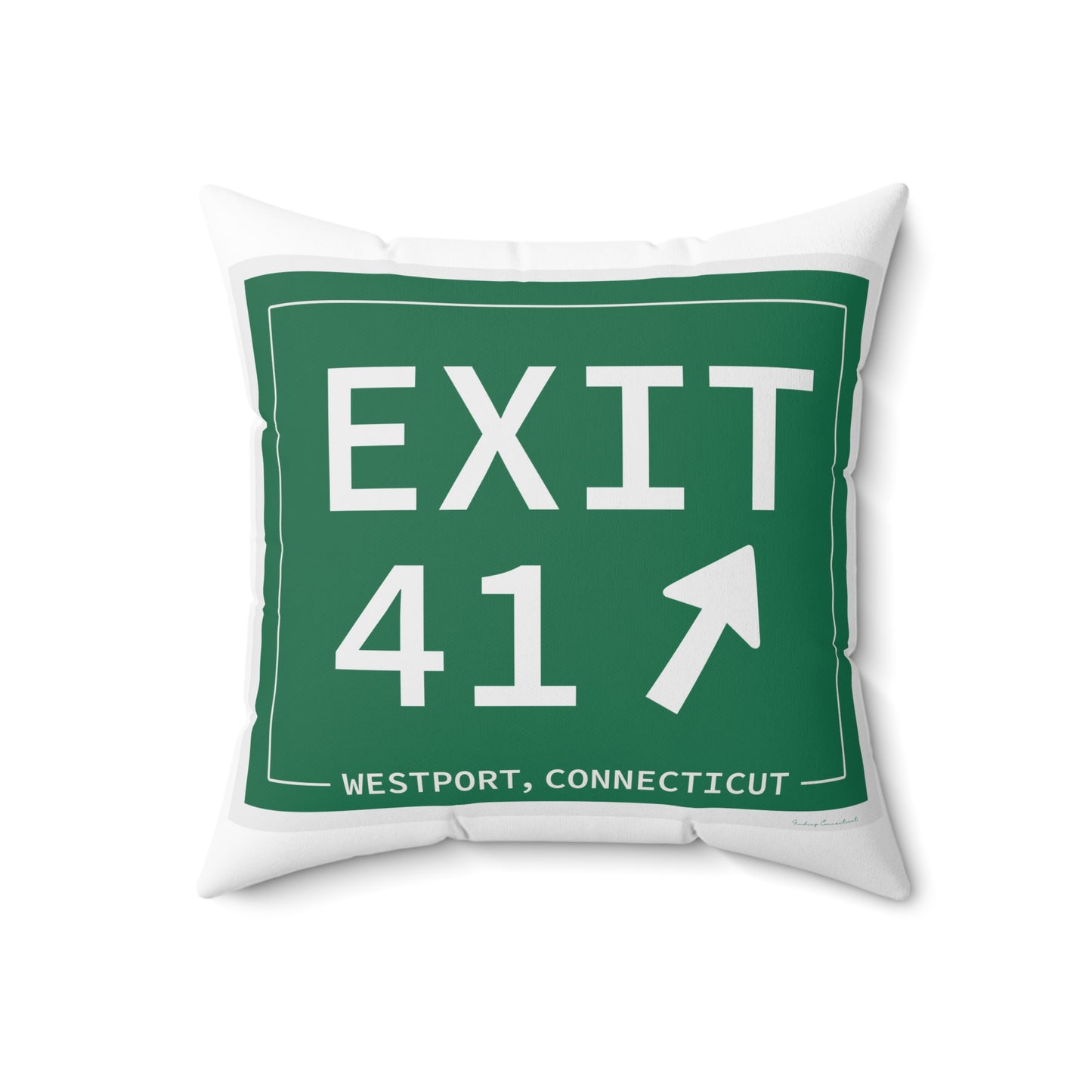 Vintage Exit 41 Merritt Parkway Sign Spun Polyester Square Pillow