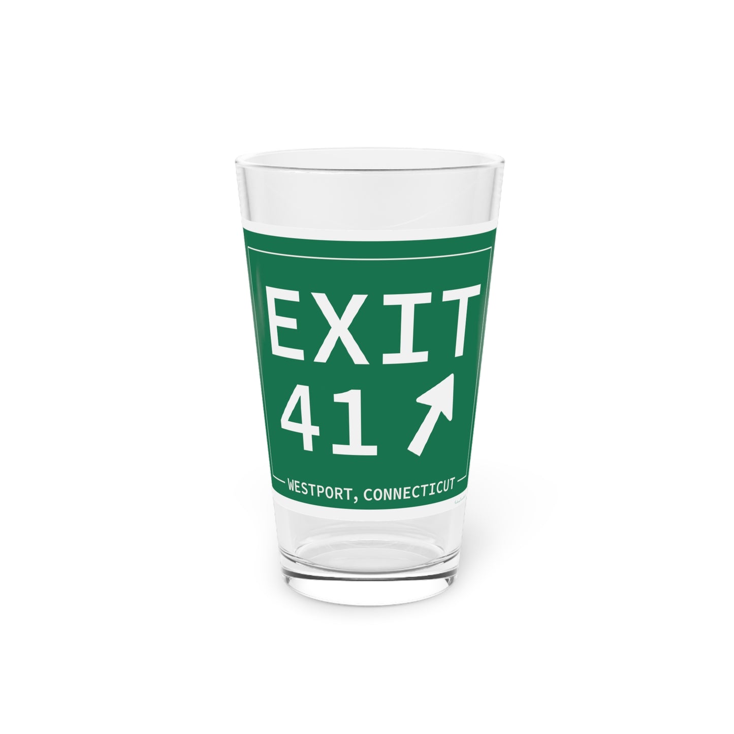 Vintage Exit 41 Merritt Parkway Sign Pint Glass, 16oz