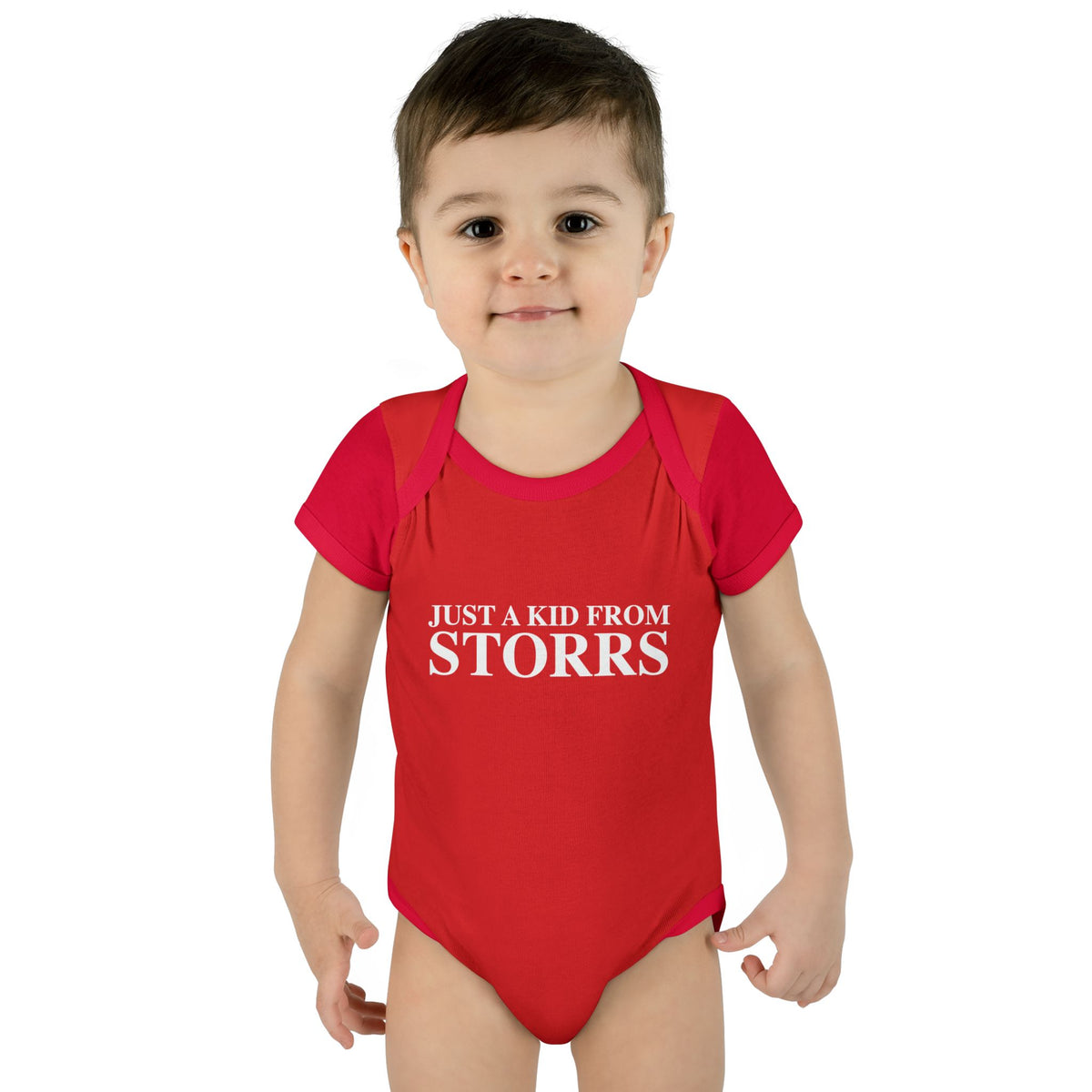 Just a kid from Storrs Infant Baby Rib Bodysuit