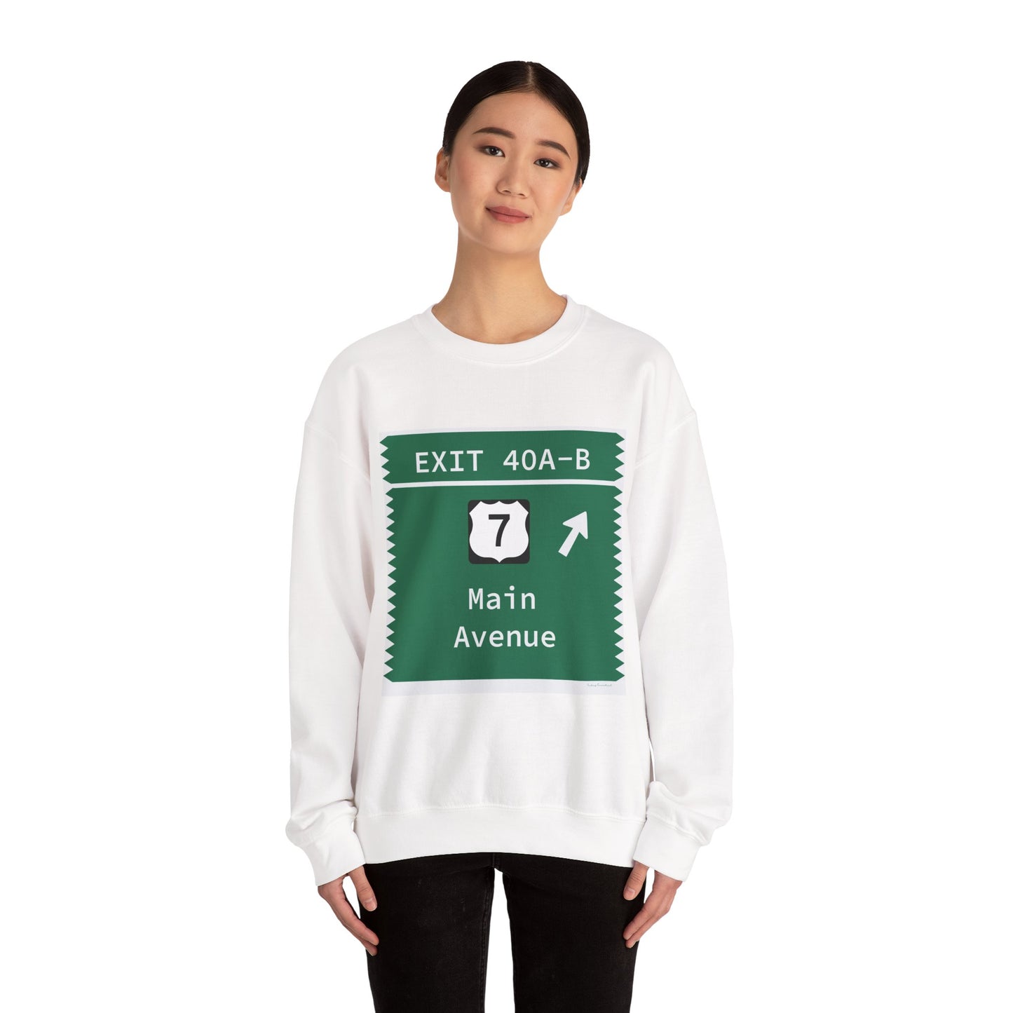Vintage Merritt Parkway Exit 40 A-B Sign Unisex Heavy Blend™ Crewneck Sweatshirt