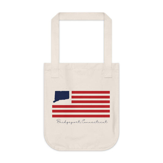 Bridgeport Connecticut Flag Organic Canvas Tote Bag