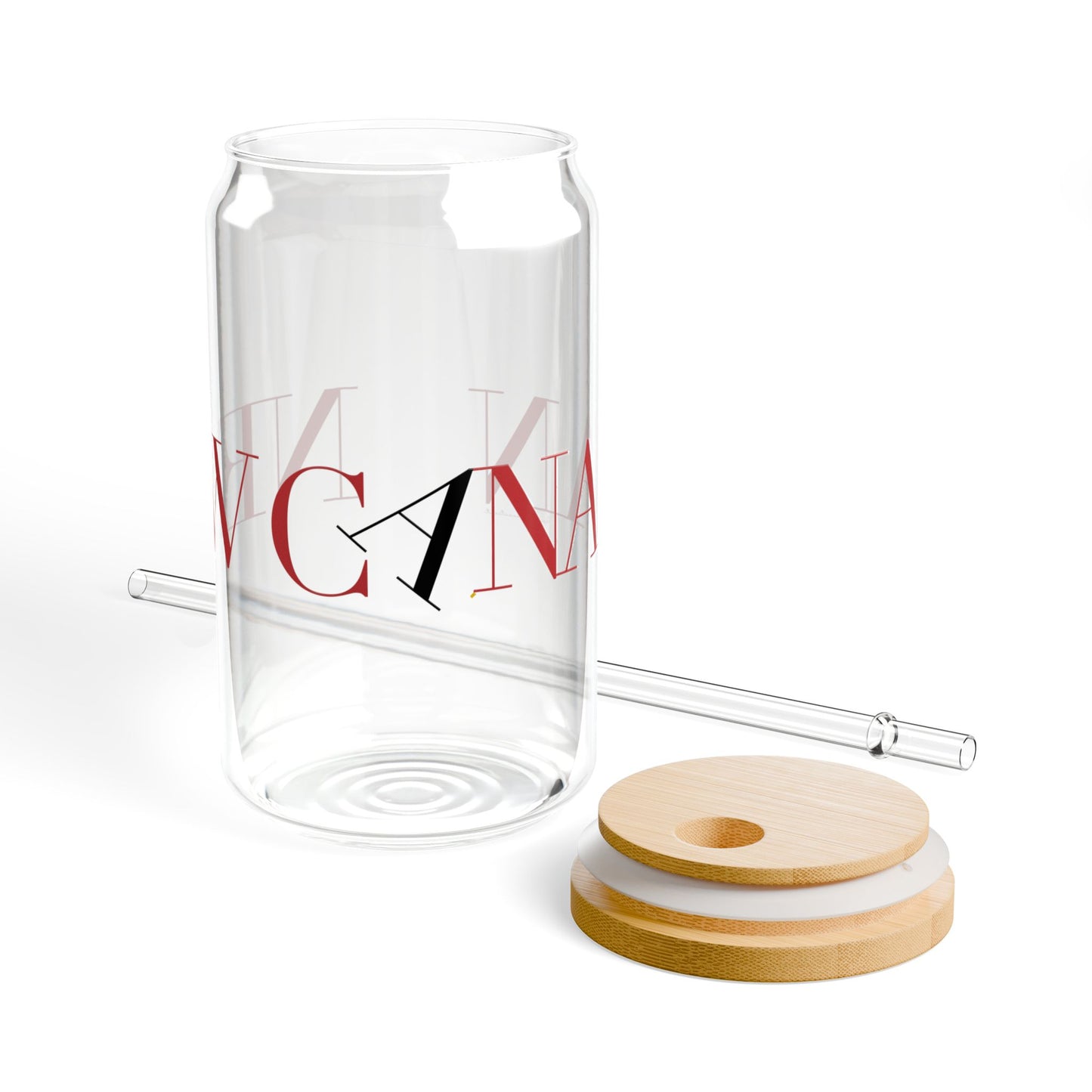 41 Tilt New Canaan Glass Can with Straw and Lid, 16oz