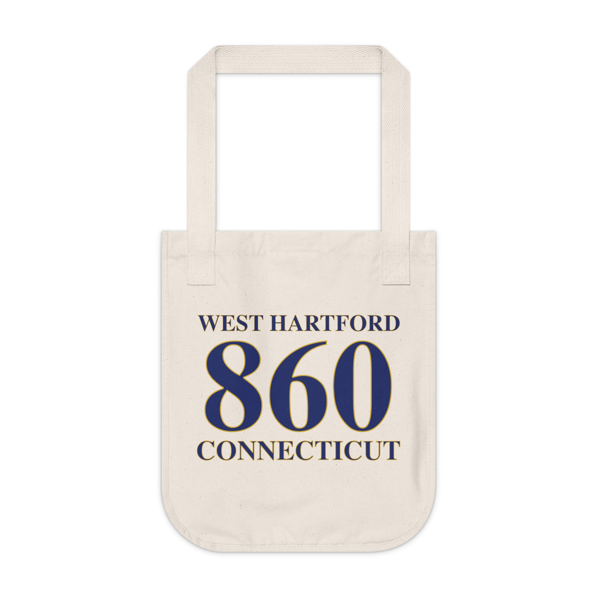 West Hartford 860 Connecticut Organic Canvas Tote Bag
