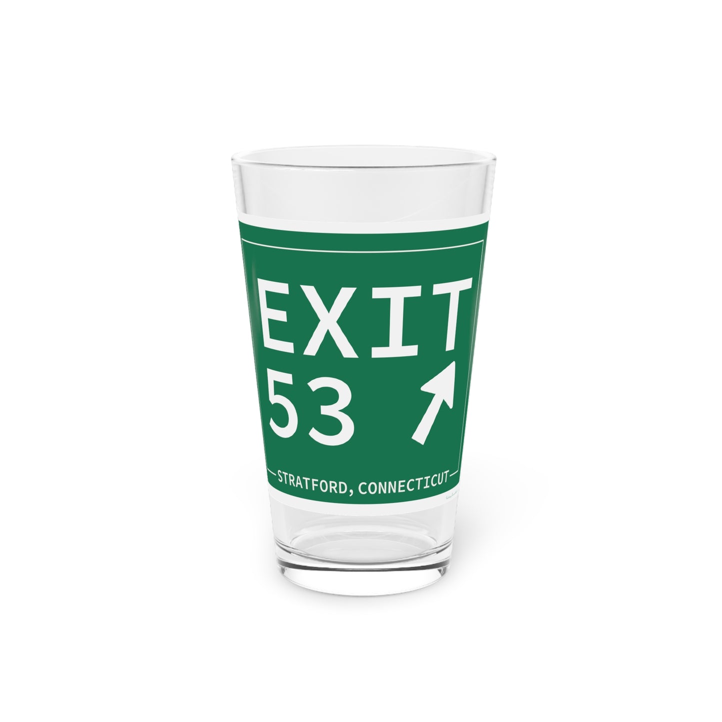 Vintage Exit 53 Merritt Parkway Sign Pint Glass, 16oz