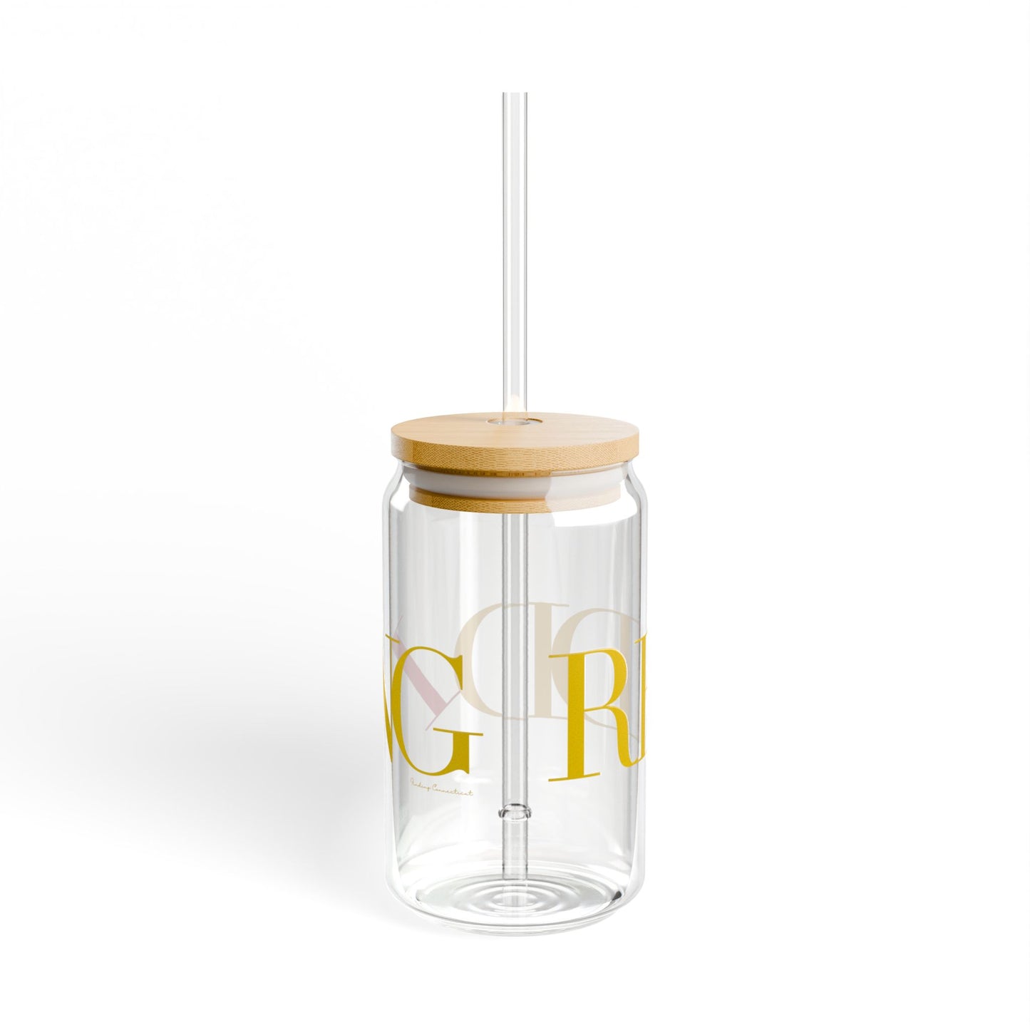 41 Tilt Redding Glass Can with Straw and Lid, 16oz