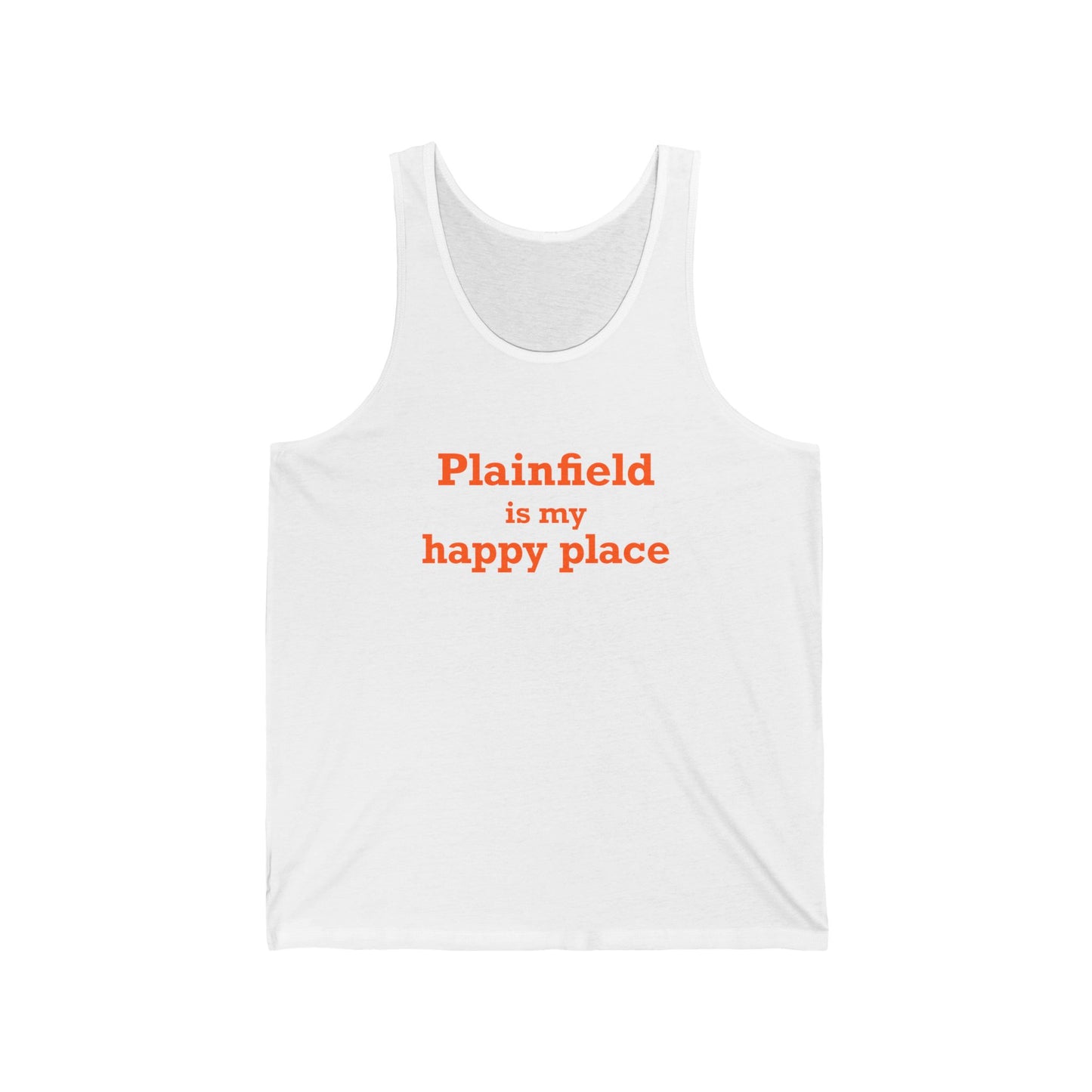Plainfield is My Happy Place Unisex Jersey Tank Top