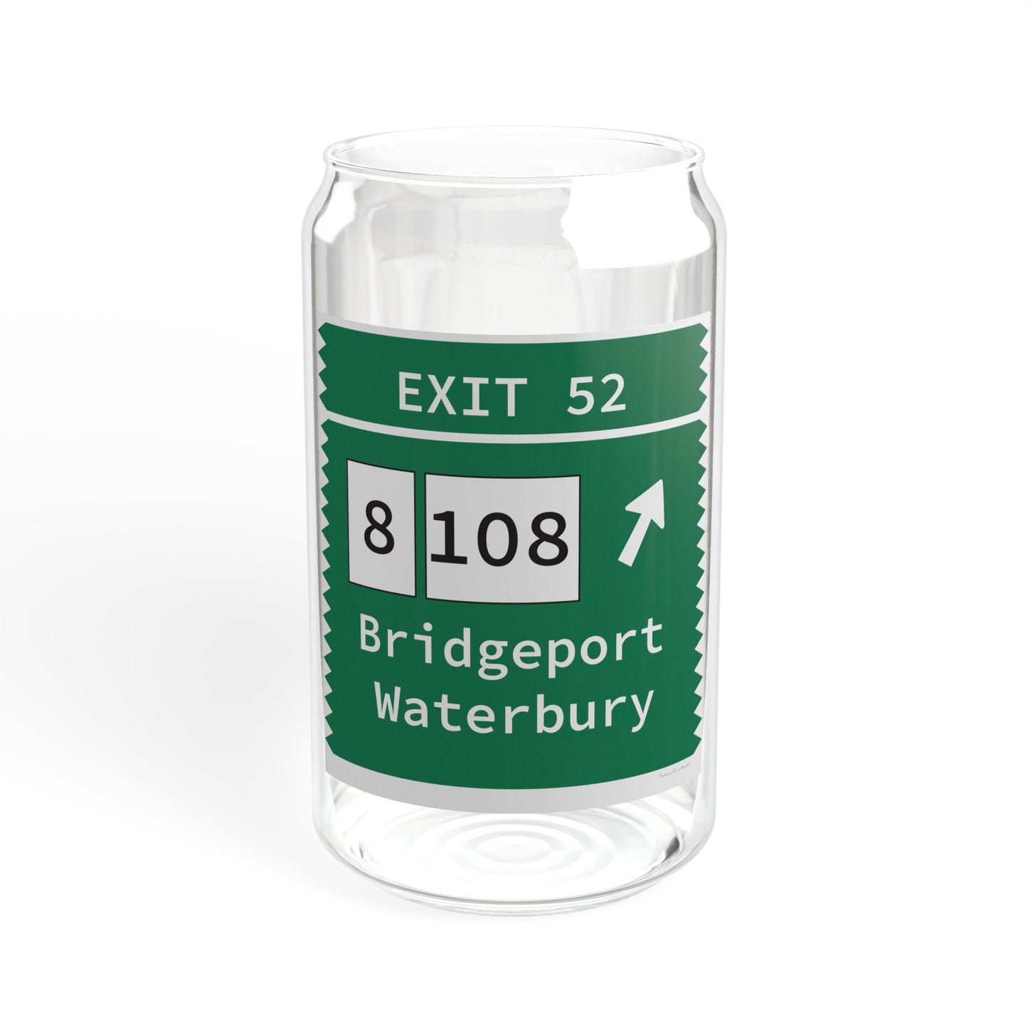 Vintage Merritt Parkway Exit 52 Sign Sipper Glass, 16oz