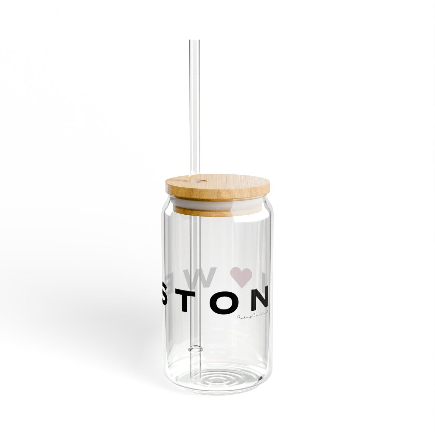 Weston Vision Glass Can with Straw and Lid, 16oz