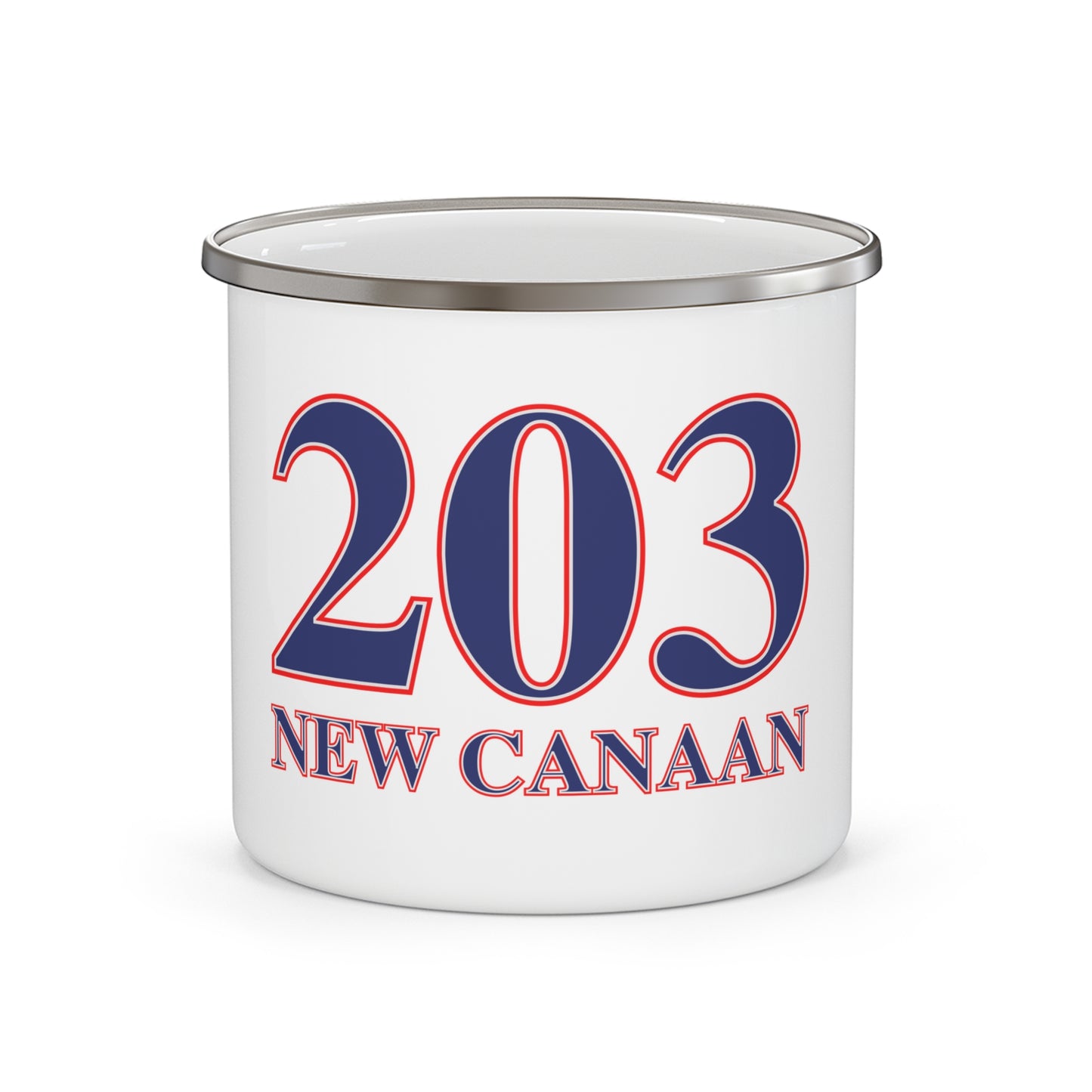 203 New Canaan Red White & Blue Enamel Camping Mug