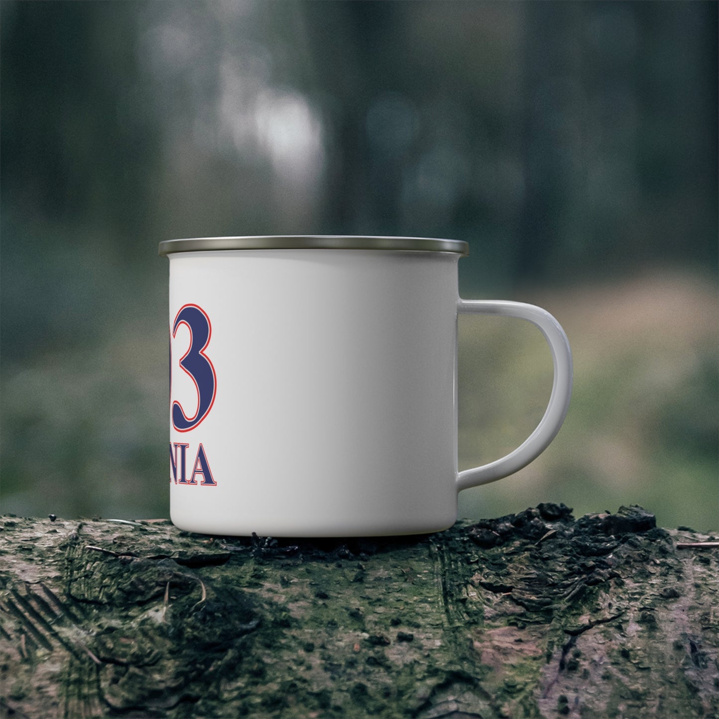 203 Ansonia Red White & BlueEnamel Camping Mug