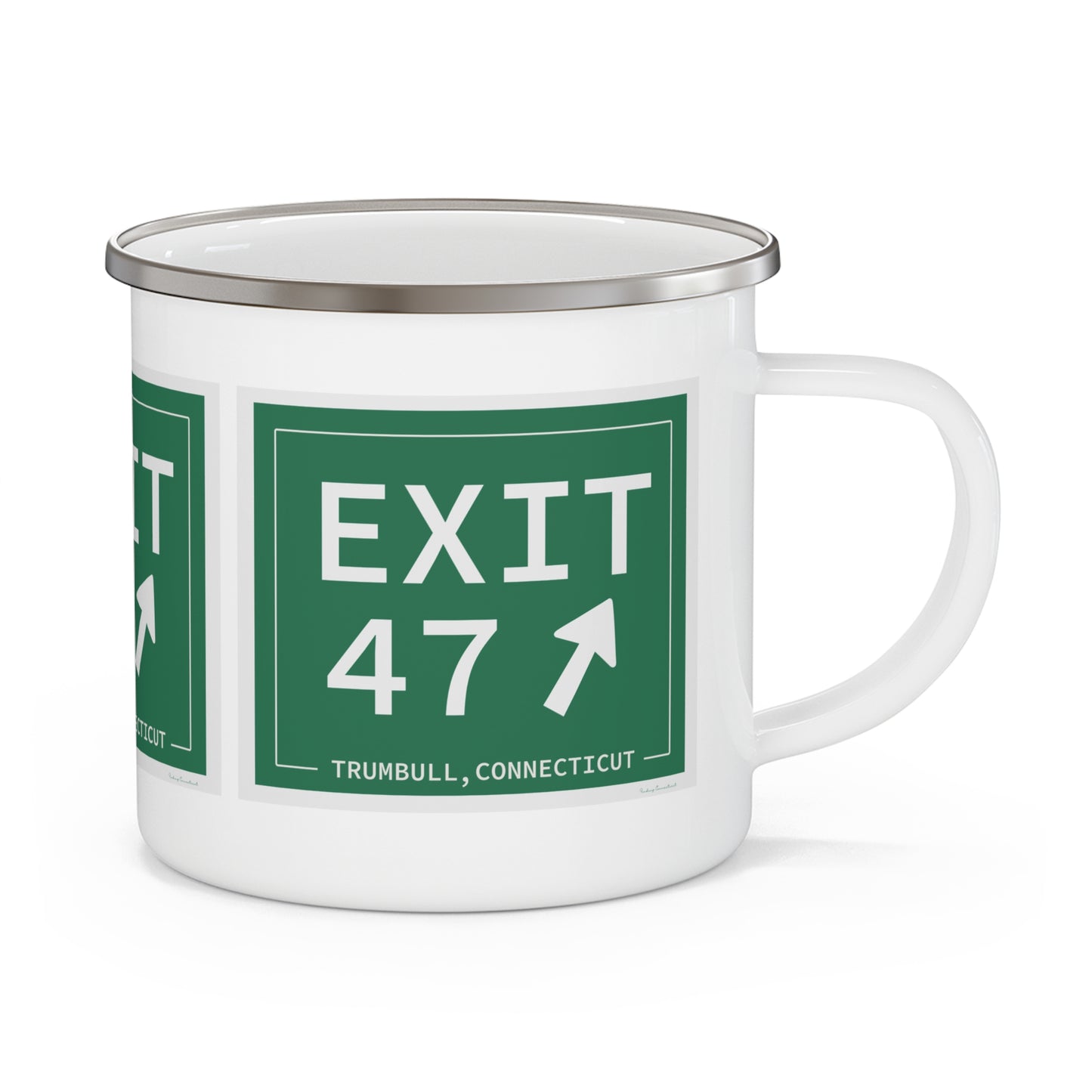 Vintage Exit 47 Merritt Parkway Sign Enamel Camping Mug