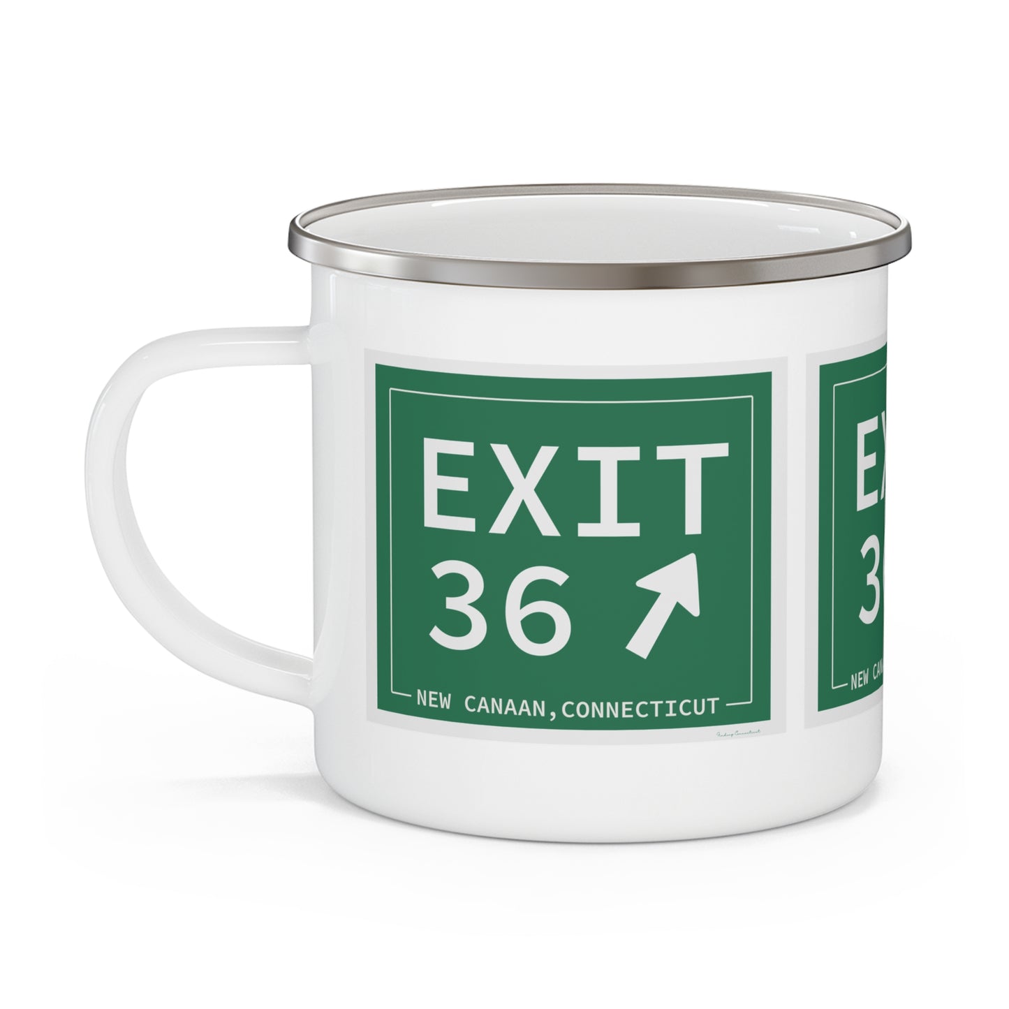 Vintage Exit 36 Merritt Parkway Sign Enamel Camping Mug