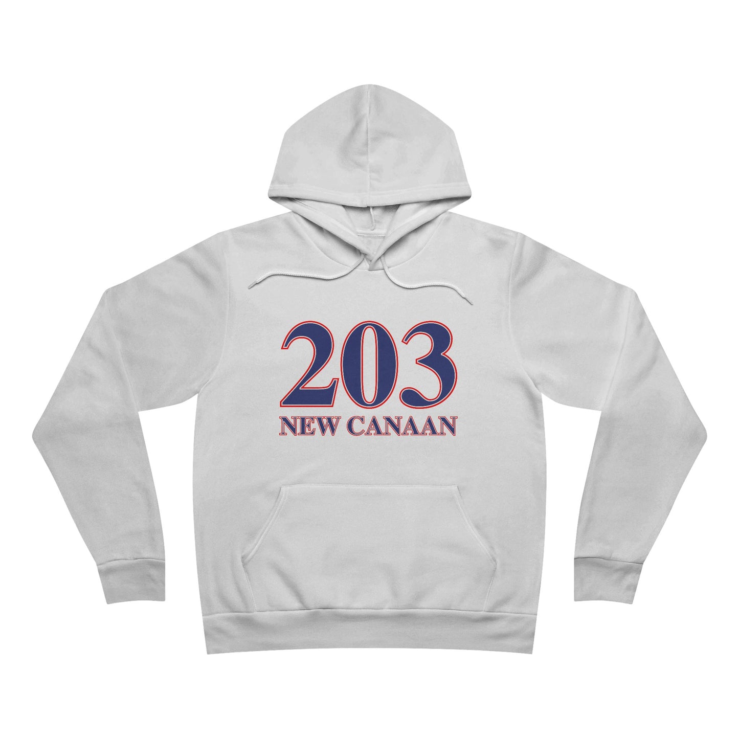 203 New Canaan Red White & Blue Unisex Sponge Fleece Pullover Hoodie