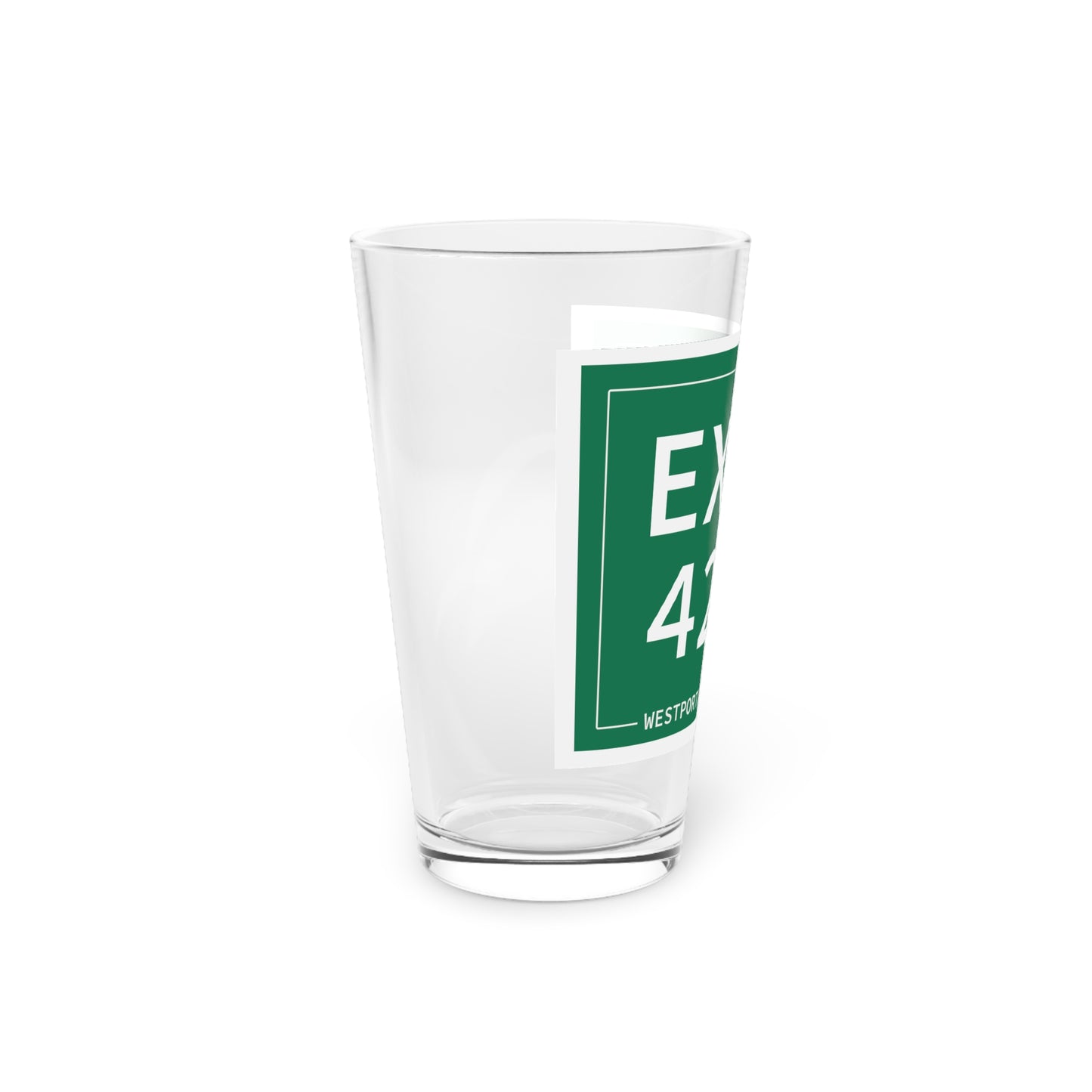 Vintage Exit 42 Merritt Parkway Sign Pint Glass, 16oz