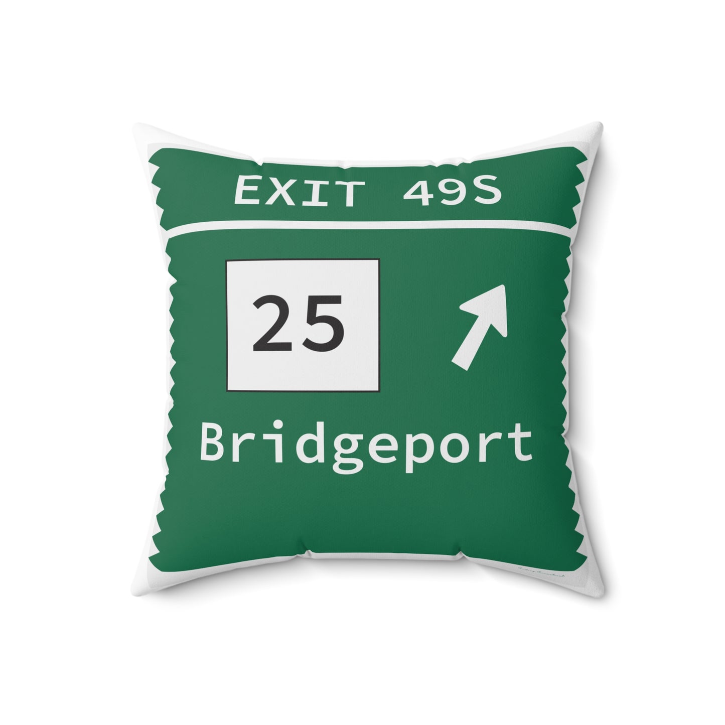 Vintage Merritt Parkway Exit 49S Sign Spun Polyester Square Pillow