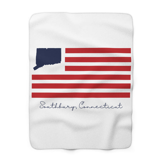 Southbury Connecticut Flag Sherpa Fleece Blanket