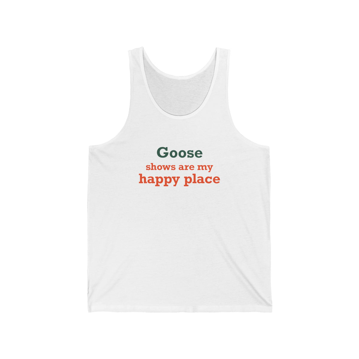 Goose Shows Are My Happy Place - Orange & Green Unisex Jersey Tank Top