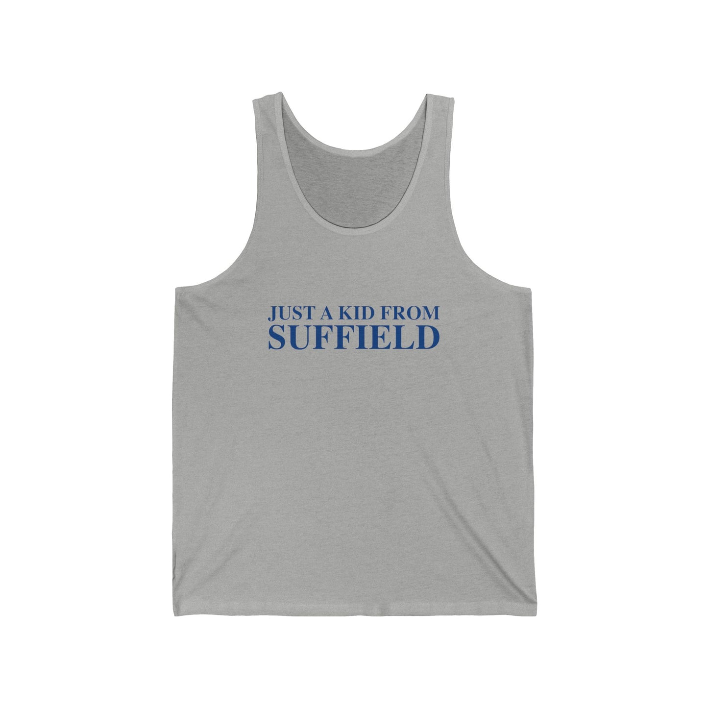 Just a kid from Suffield Unisex Jersey Tank Top
