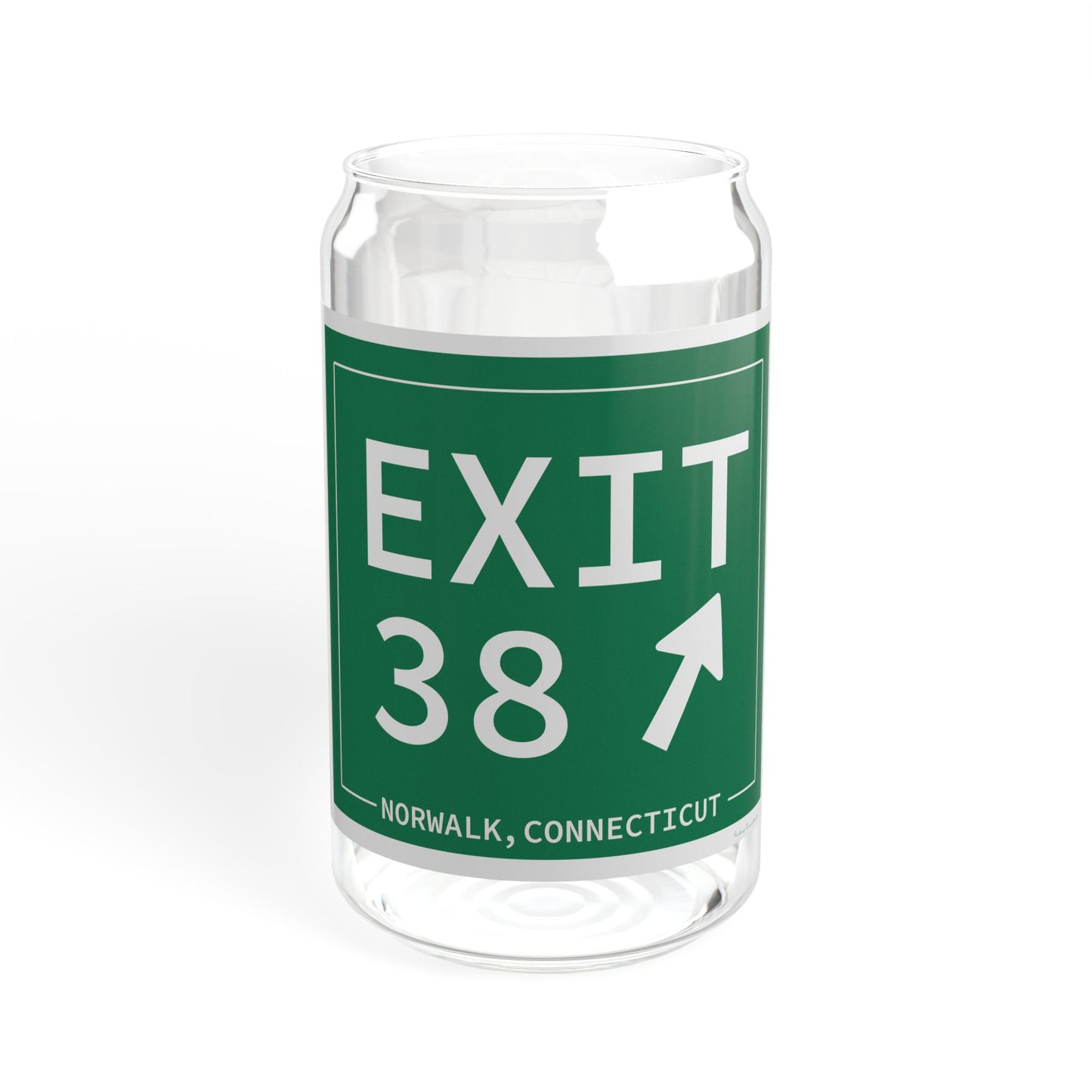 Vintage Exit 38 Merritt Parkway Sign Sipper Glass, 16oz