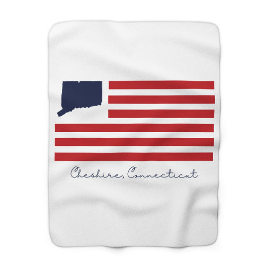 Cheshire Connecticut Flag Sherpa Fleece Blanket