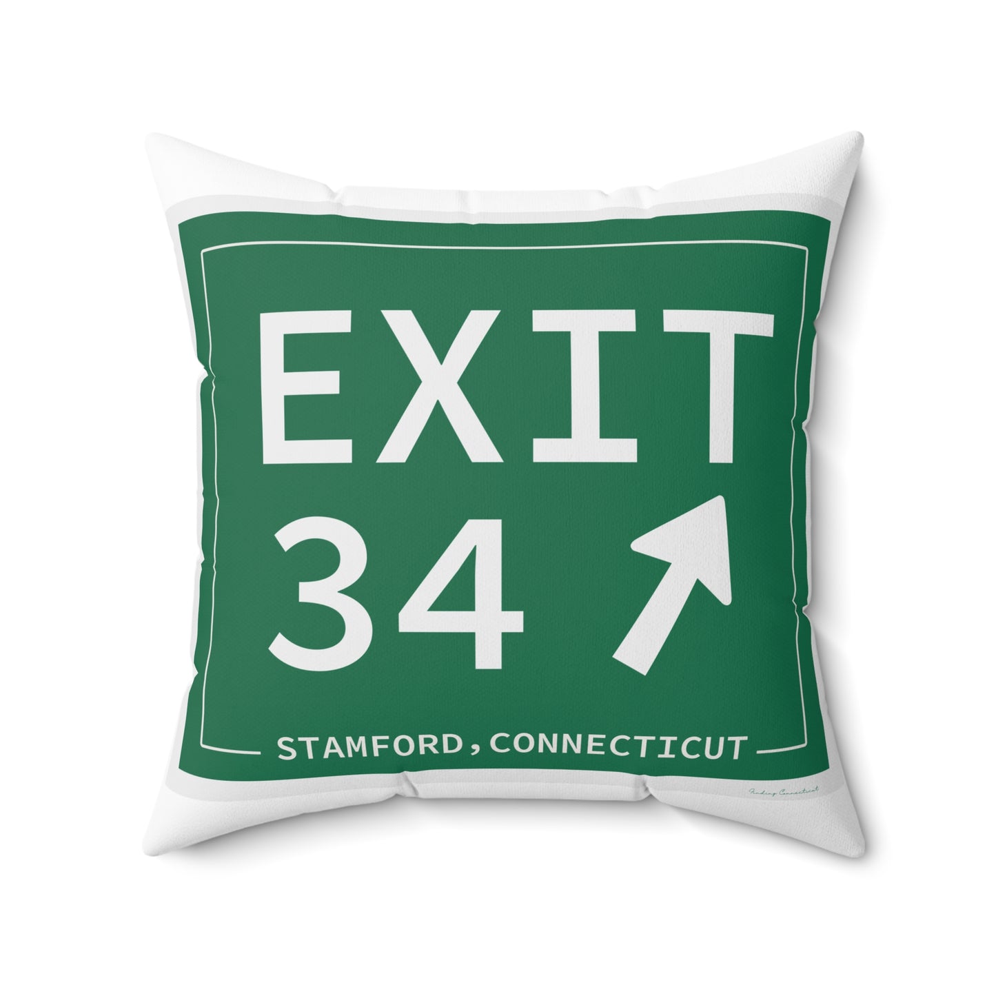 Vintage Exit 34 Merritt Parkway Sign Spun Polyester Square Pillow