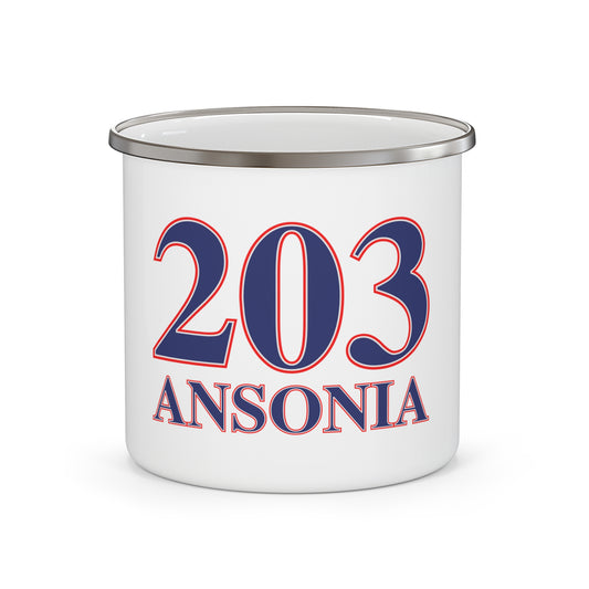 203 Ansonia Red White & BlueEnamel Camping Mug