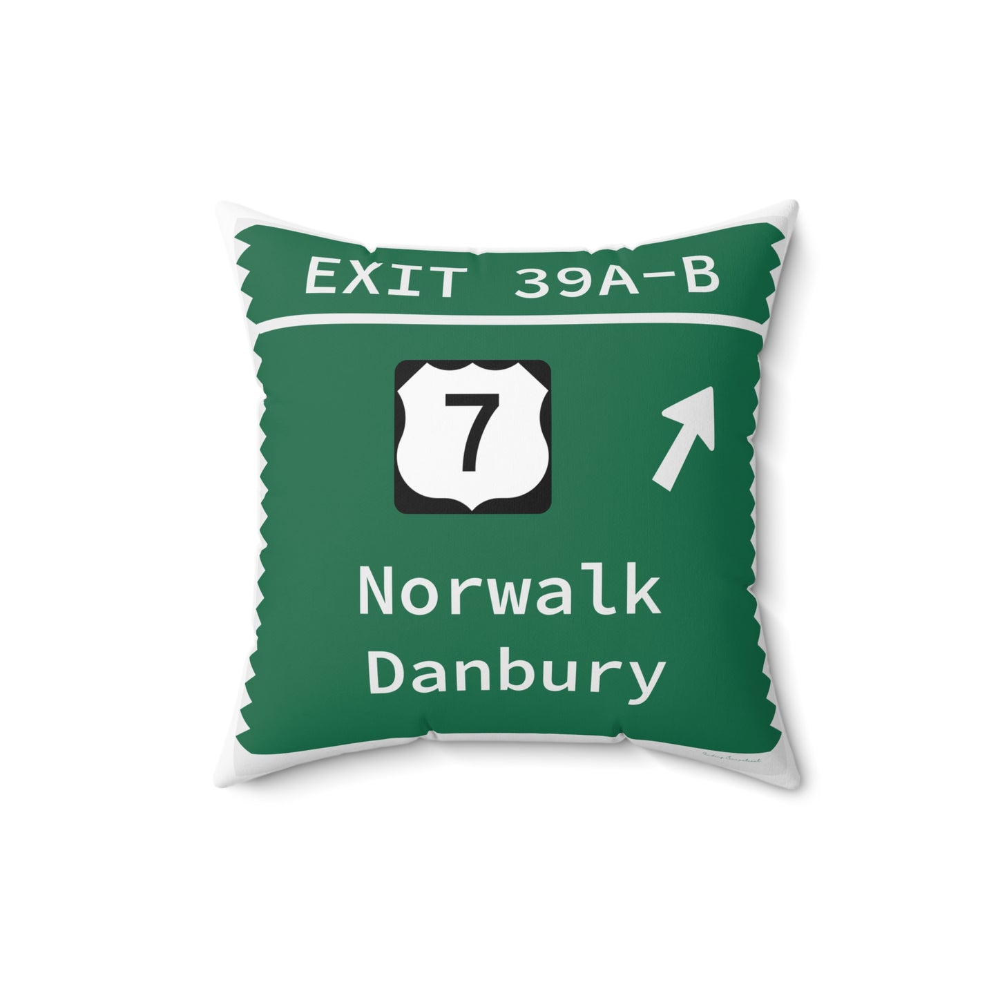 Vintage Merritt Parkway Exit 39 A-B Sign Spun Polyester Square Pillow