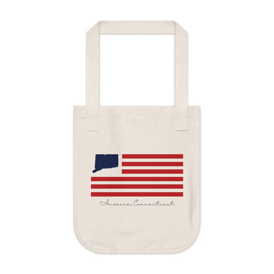 Ansonia Connecticut Flag Organic Canvas Tote Bag