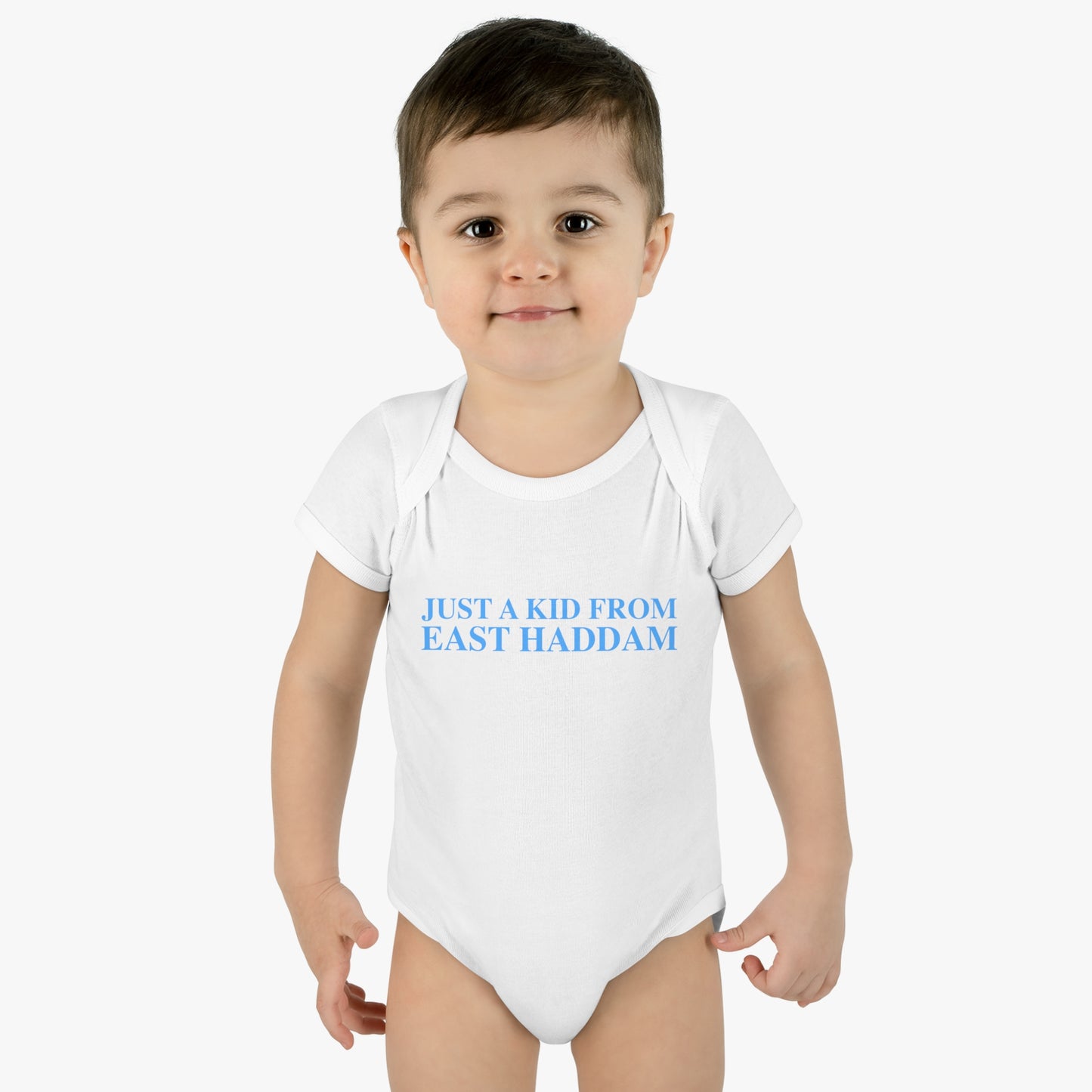 Just a kid from East Haddam Infant Baby Rib Bodysuit