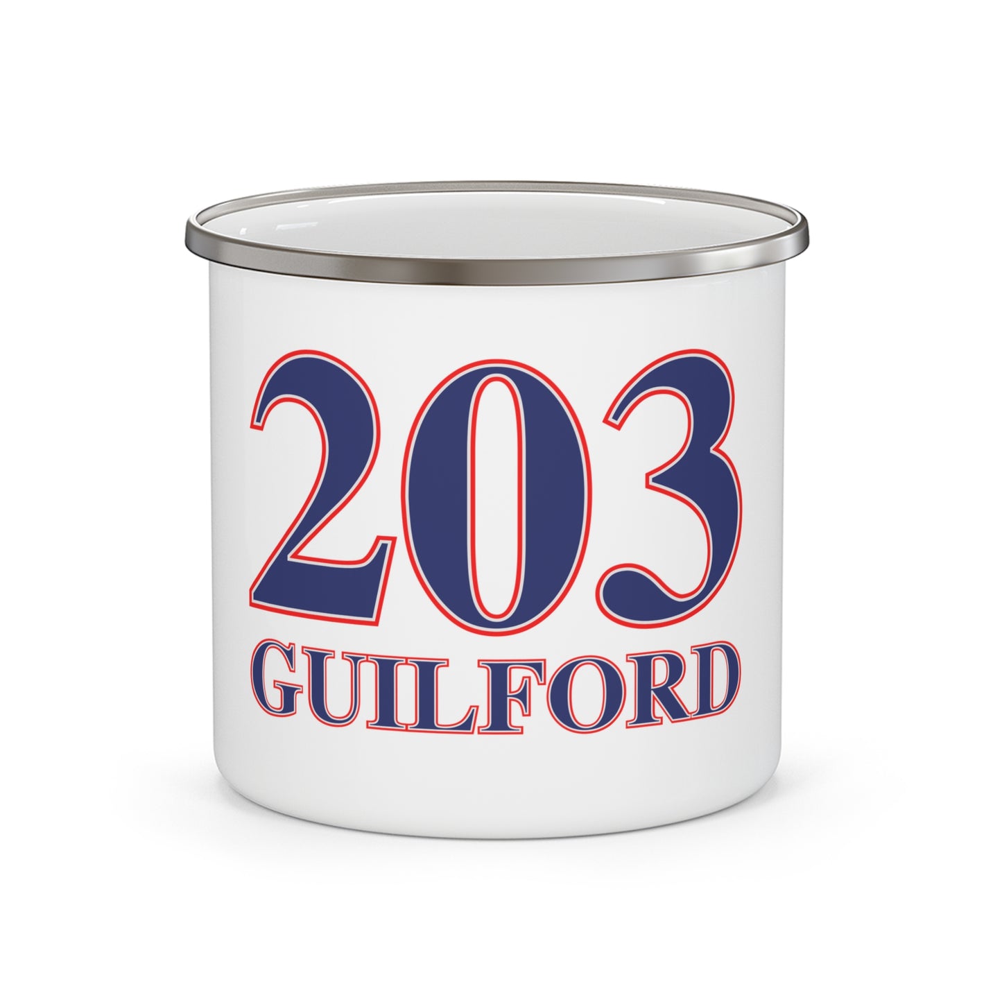 203 Guilford Red White & Blue Enamel Camping Mug