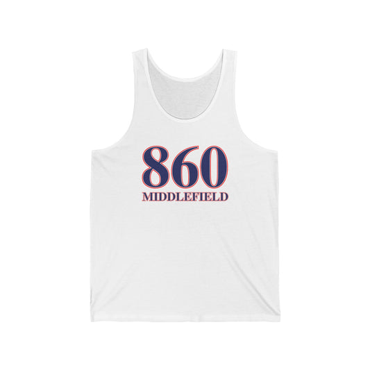 860 Middlefield Red White & Blue Unisex Jersey Tank Top