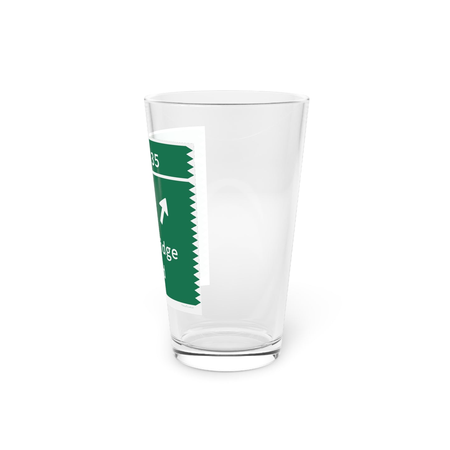 Vintage Merritt Parkway Exit 35 Sign Pint Glass, 16oz