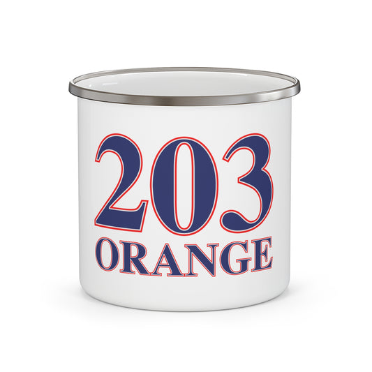 203 Orange Red White & Blue Enamel Camping Mug