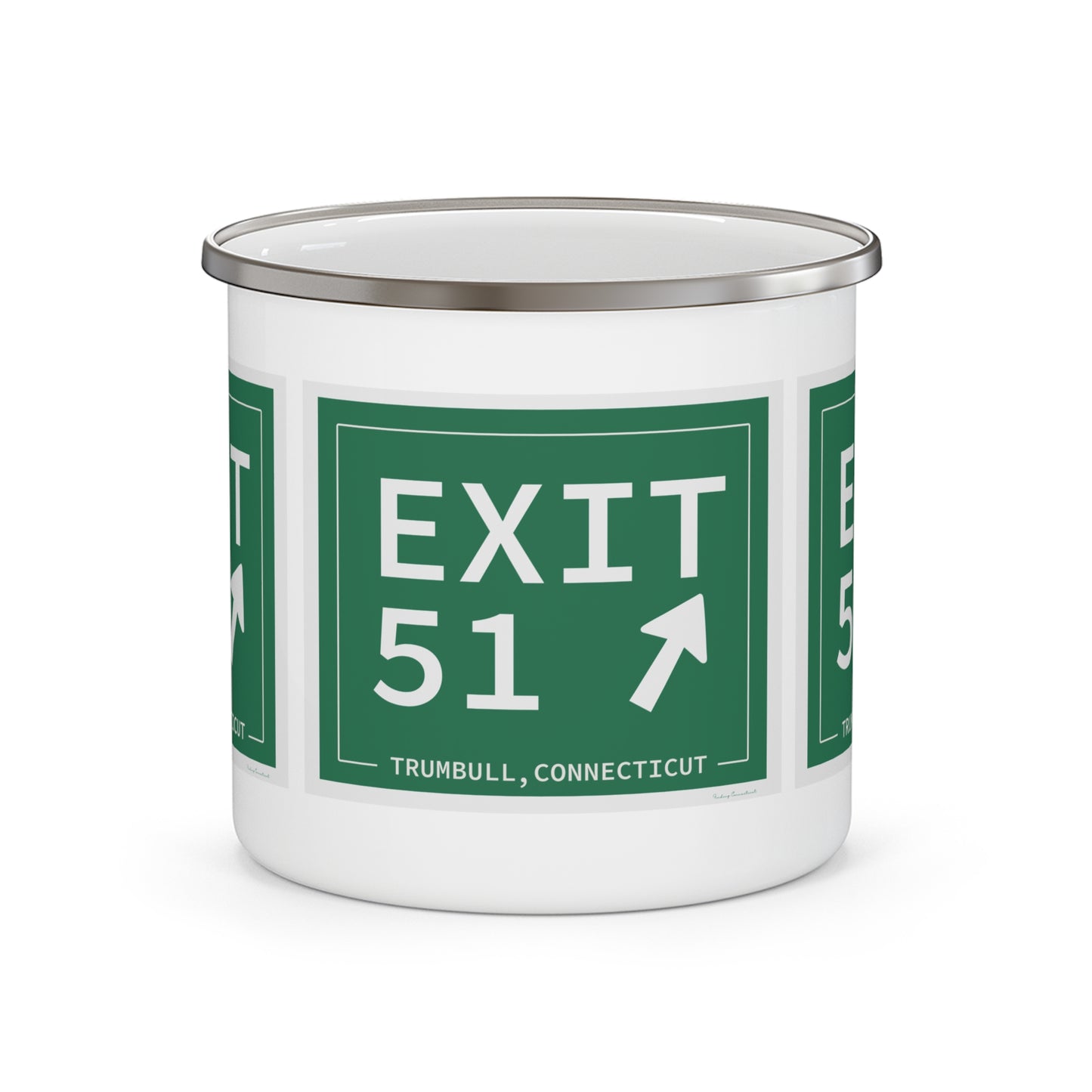 Vintage Exit 51 Merritt Parkway Sign Enamel Camping Mug