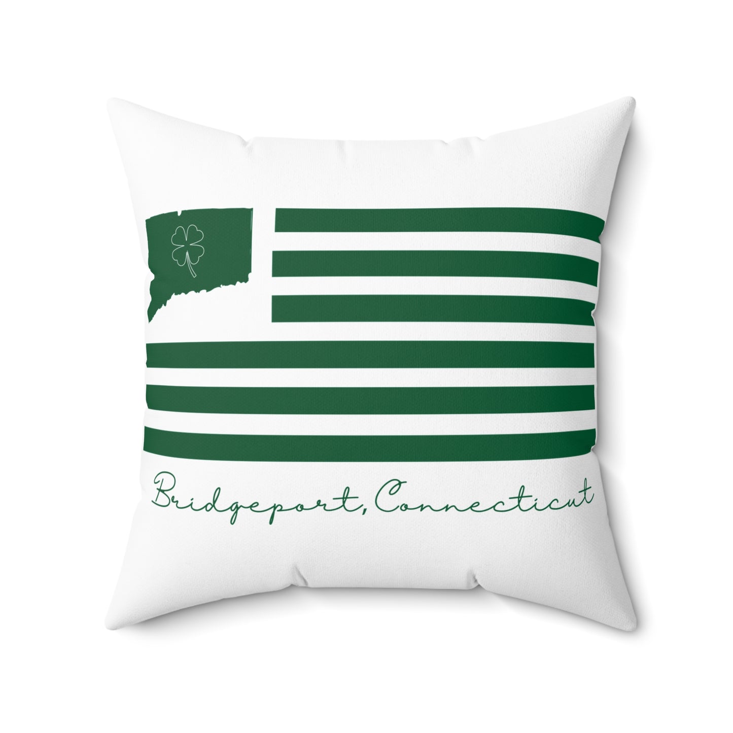 Bridgeport Connecticut St Patrick's Day Flag Spun Polyester Square Pillow