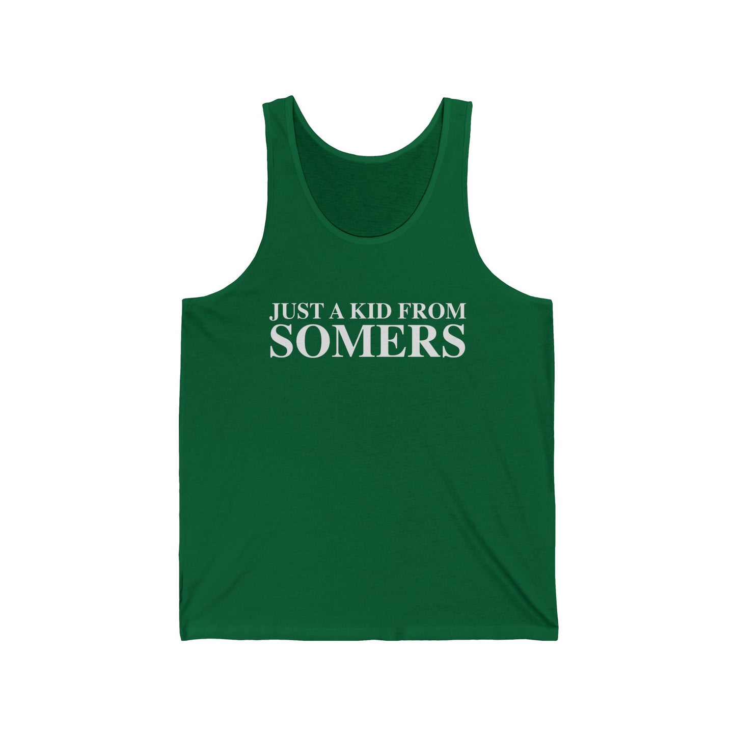 Just a kid from Somers Unisex Jersey Tank Top