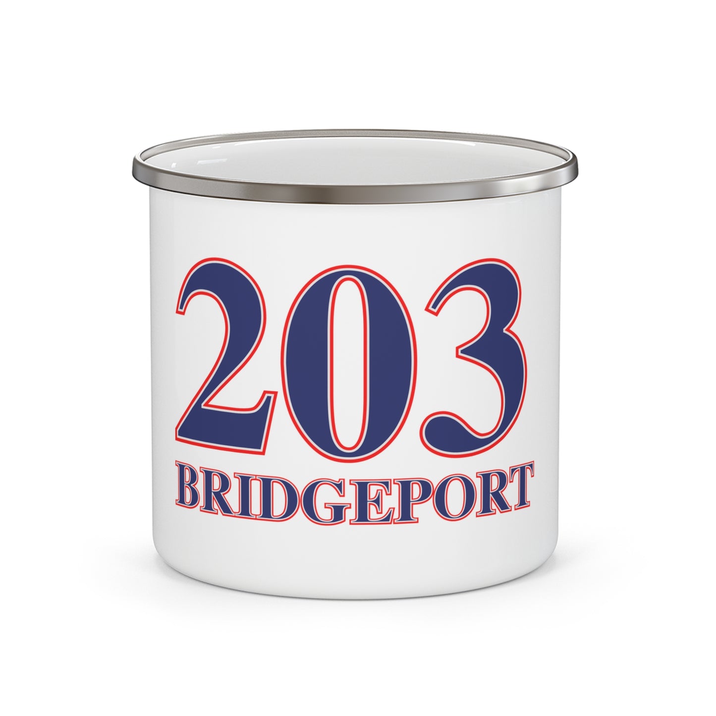 203 Bridgeport Red White & Blue Enamel Camping Mug