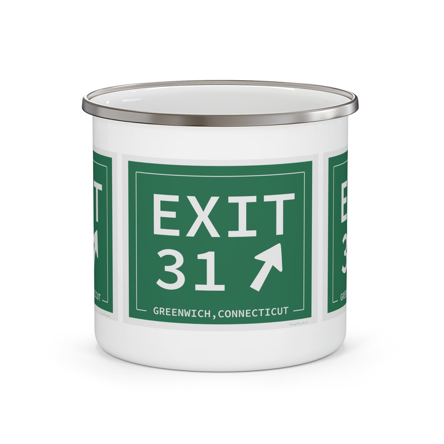 Vintage Exit 31 Merritt Parkway Sign Enamel Camping Mug